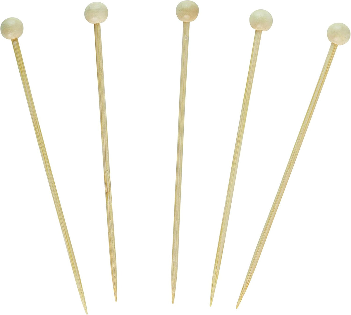 Plasticpro Cocktail Picks Bamboo Toothpicks with Ball End for Cocktails, Appetizers, Fruits, Dessert, 3.5 inches Pack of 400