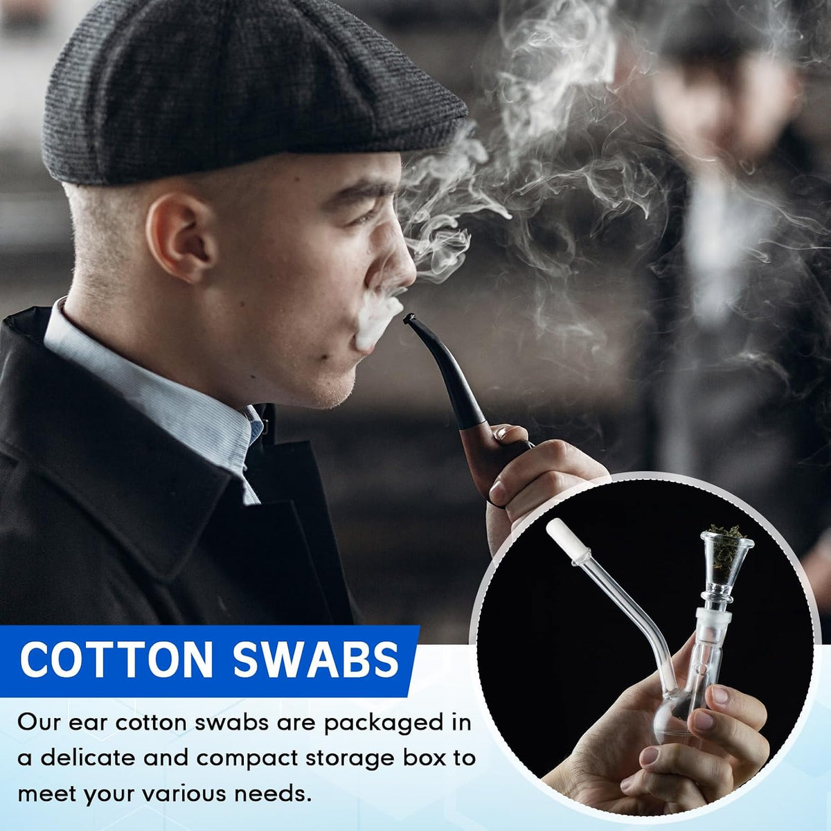 Lounsweer 400pcs Long Cotton Swabs with Storage Case 4'' XL Cotton Buds