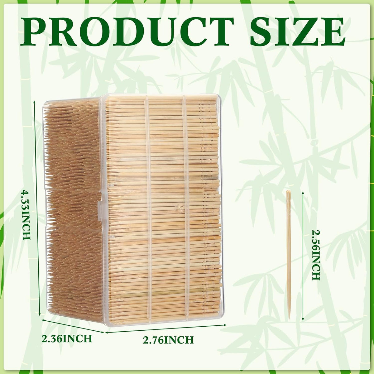 Jerify 15000 Pcs Bamboo Round Toothpicks Bulk, Wooden with Clear Box
