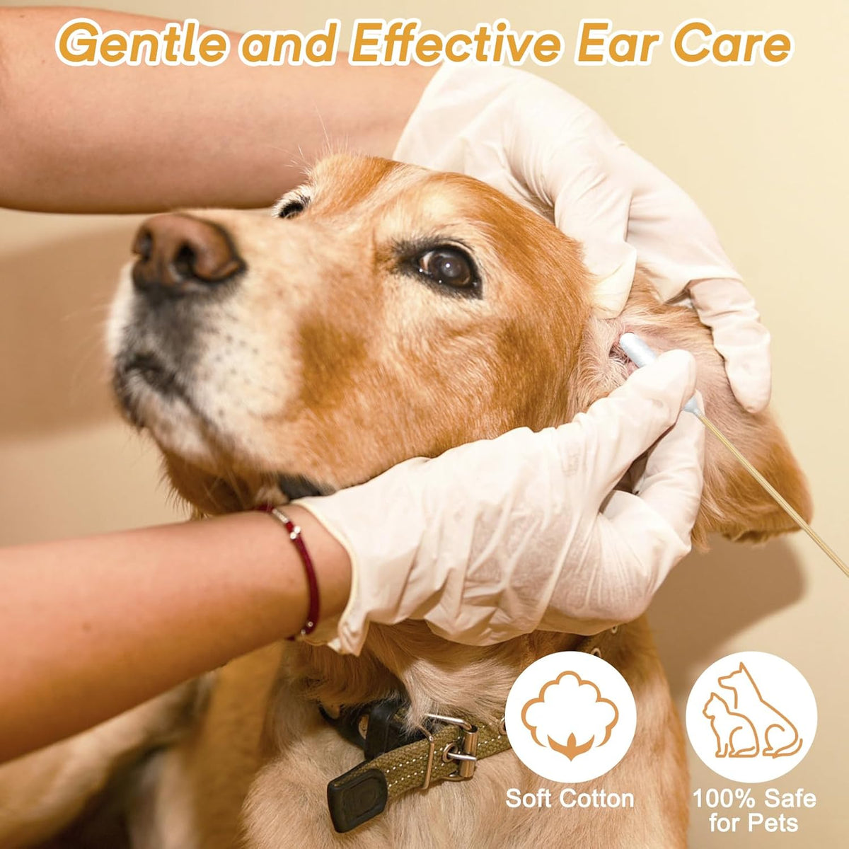 200 Extra Large Dog Ear Swabs, 6-Inch Bamboo Handle for Grooming Care