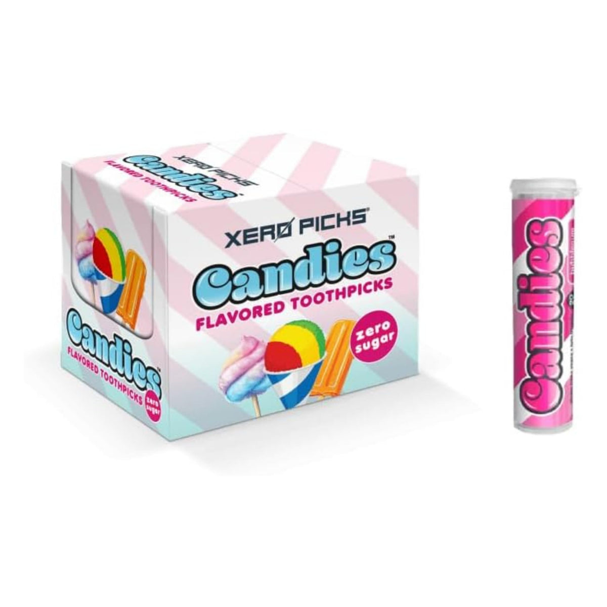Xero Picks Candies - Infused Flavored Toothpicks (Candies Variety, 5 Pack - 100 Picks) Bubblegum, Pina Colada, Orange Creamsicle, Cotton Candy, Snow Cone and Candy Cane
