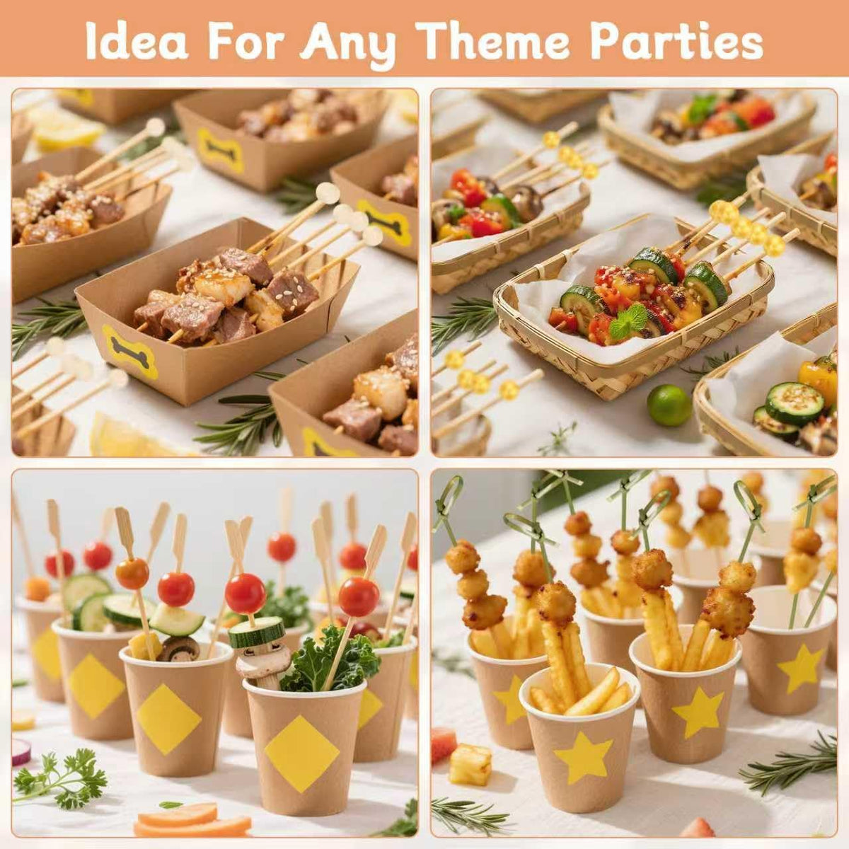 500PCS Bamboo Skewers for Appetizers, Fancy Toothpicks for Appetizers