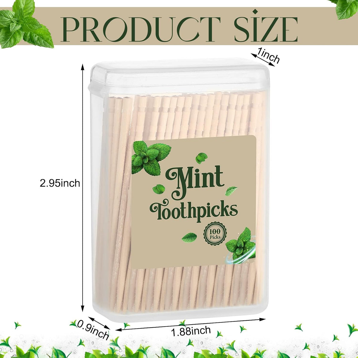 Irenare 600 Pcs Mint Flavored Wood Toothpicks with 6 Clear Storage Boxes