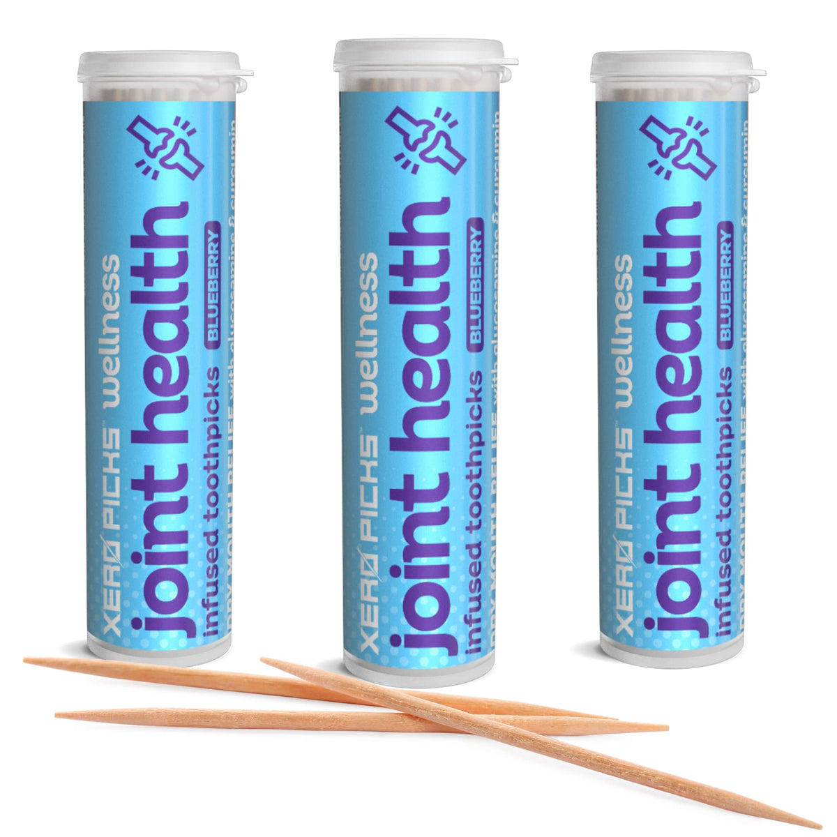 Xero Picks Wellness Flavored Toothpicks - Brain Boost, Immunity, Rest & Relax, Joint Health, and Energy Boost - 100 Picks (Variety, 5 Pack) Kosher - Sugar Free