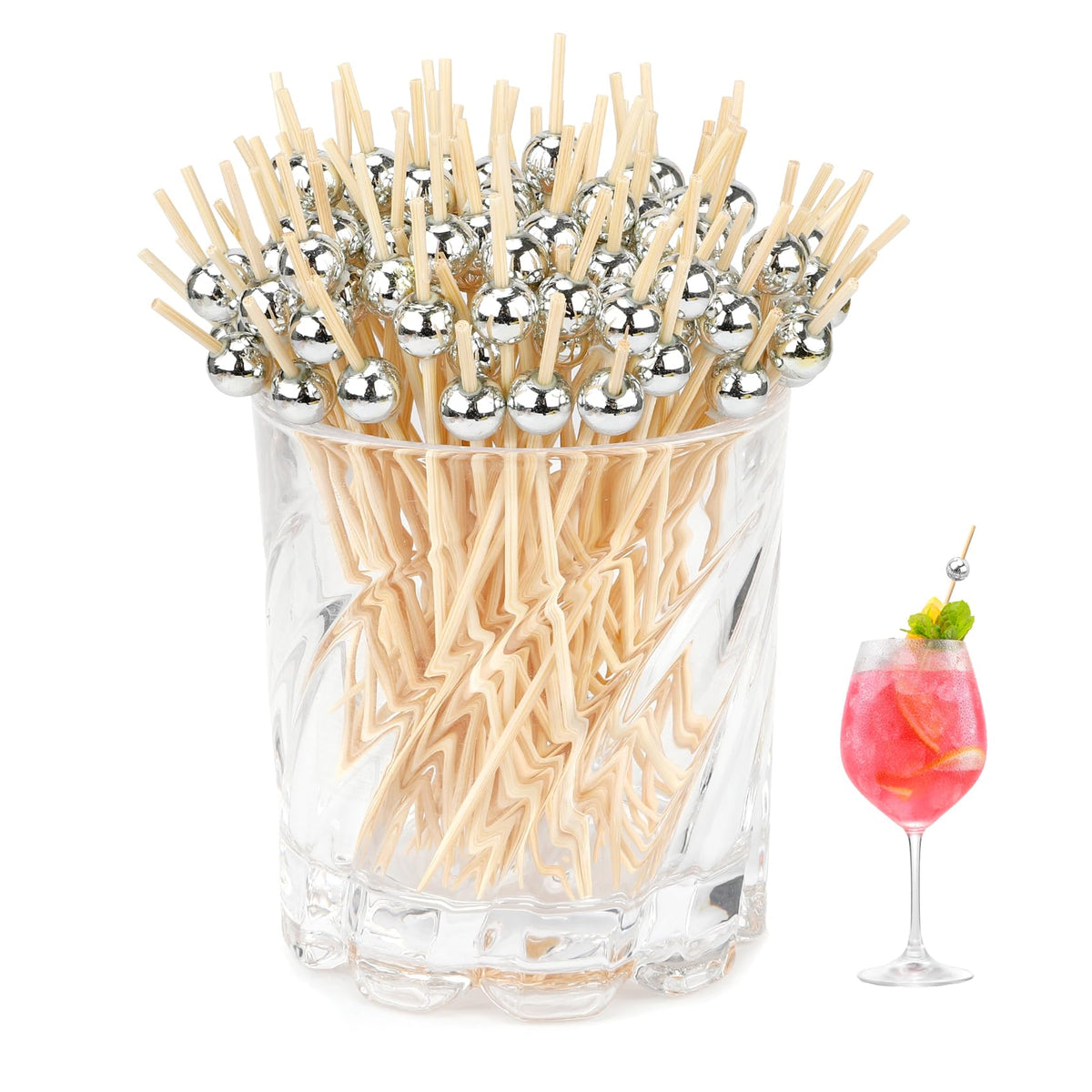 Cocktail Picks Rose Gold Flavored Toothpicks 450PCS 4.7in Fancy Toothpicks for Appetizers Tooth Picks Wooden Cocktail Toothpicks Cocktail Picks for Drinks Long Toothpicks for Charcuterie Boards