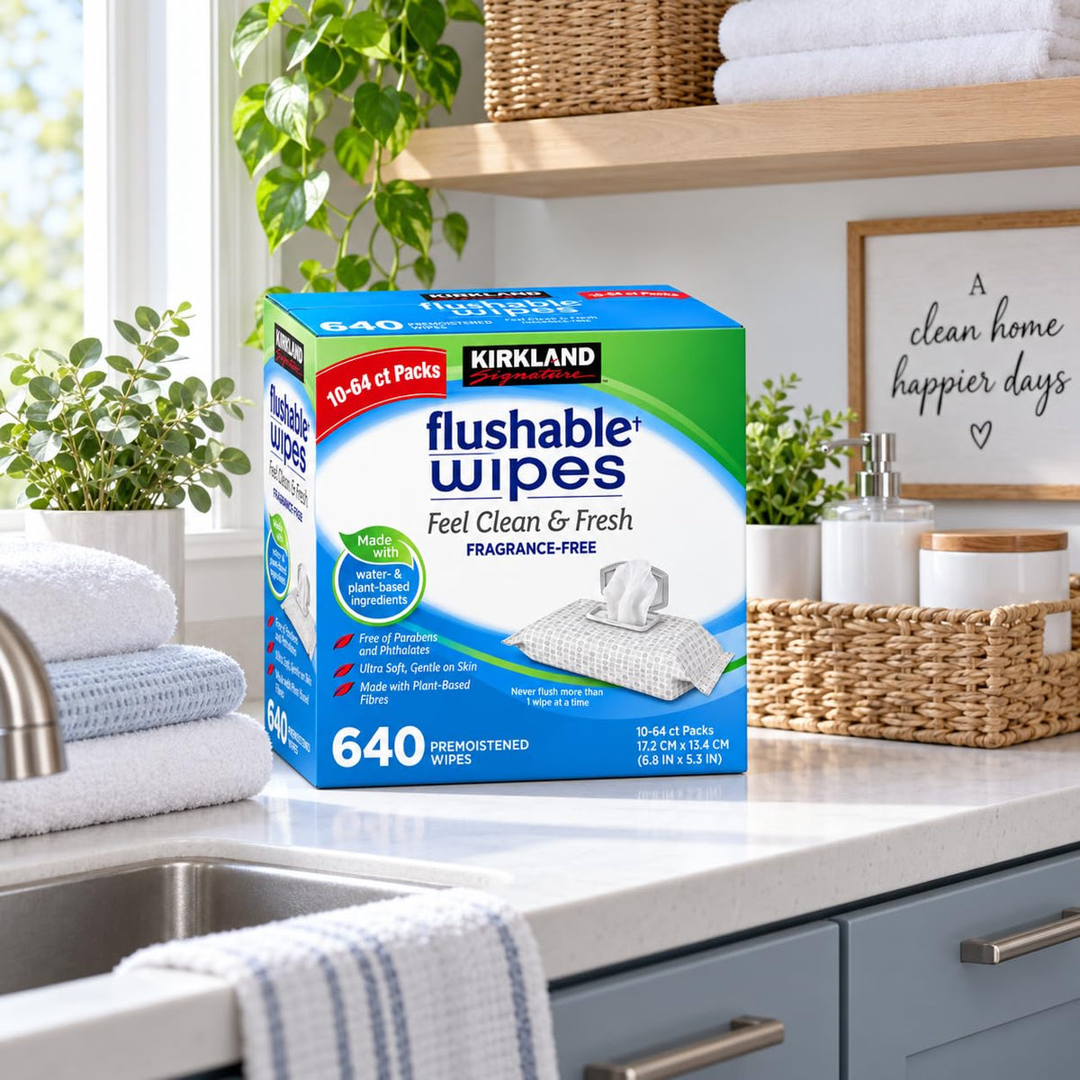 Kirkland Signature Kirkland signature moist flushable wipes 632 wipes, 632 count, White
