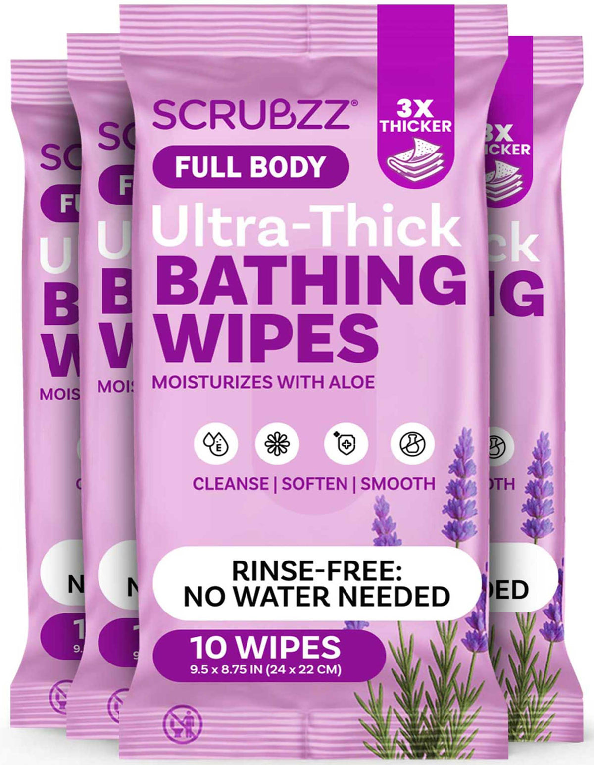 Extra Large Body Wipes for Adults Bathing No Rinse - 80 Ultra Thick Disposable Shower Wipes for Men, Women & Elderly - Great for Gym, Camping, Post Surgery
