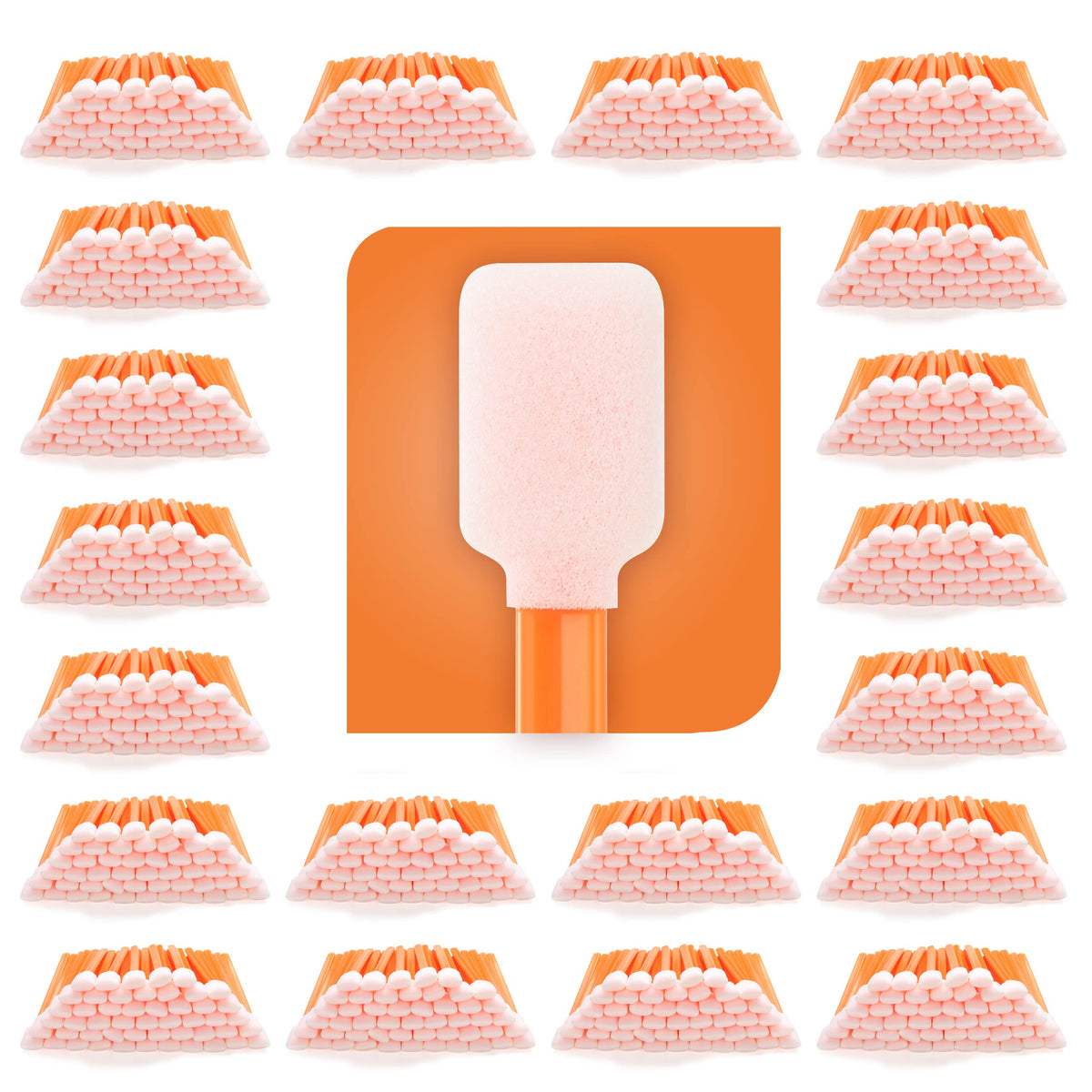 AAwipes Foam Cleaning Swab Sticks (200 pcs Large Rectangular Foam Tips, 5.25", Orange) Cleanroom Cleaning Swab Sponge Stick for Inkjet Printer, Optical Instruments