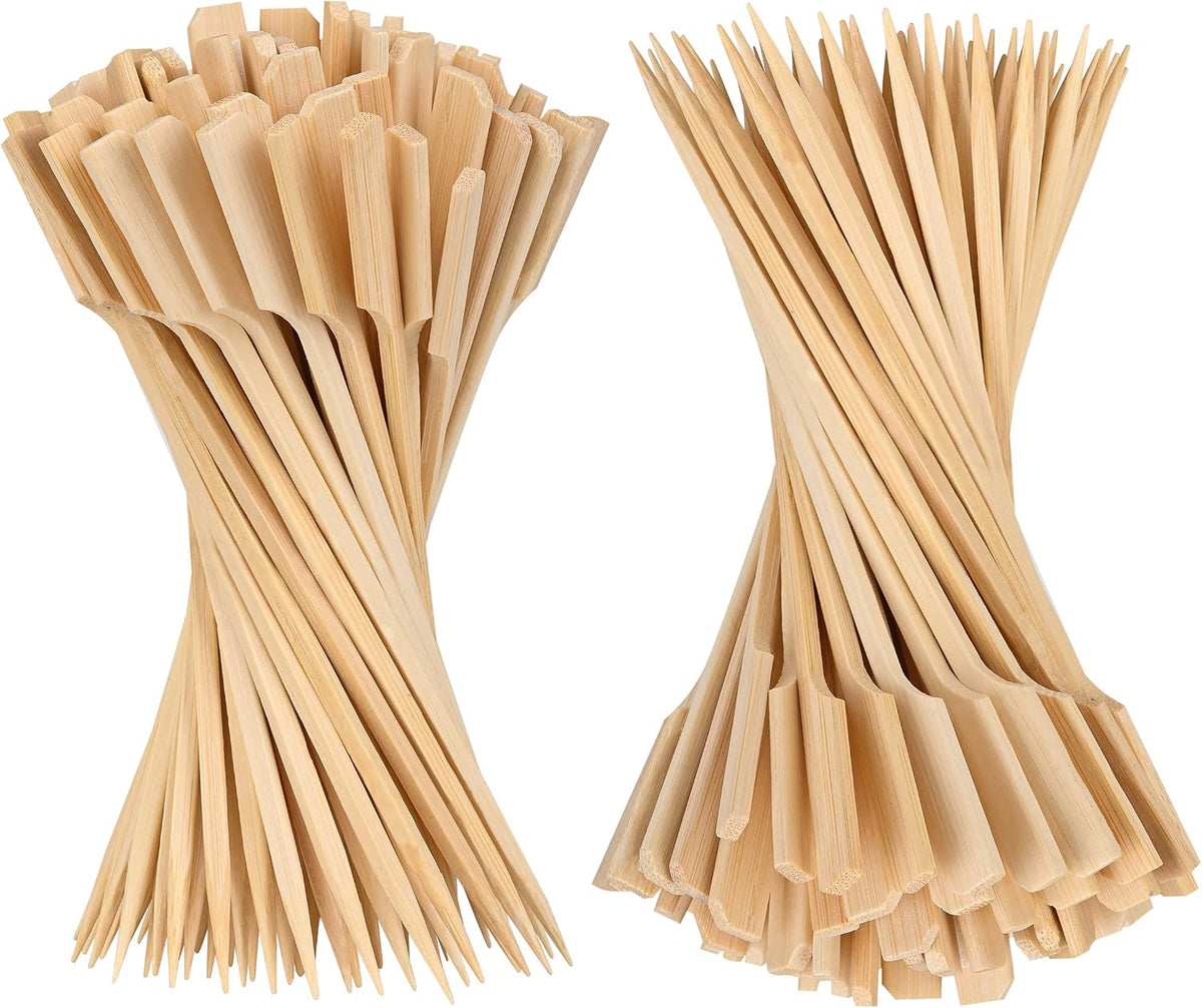 4.7 Inch Bamboo Skewers, 300 PCS Bamboo Paddle Wood Picks, Toothpicks for Appetizers, Cocktail Picks for Drinks, Food Picks, BBQ, Sandwich, Barbecue Snacks.