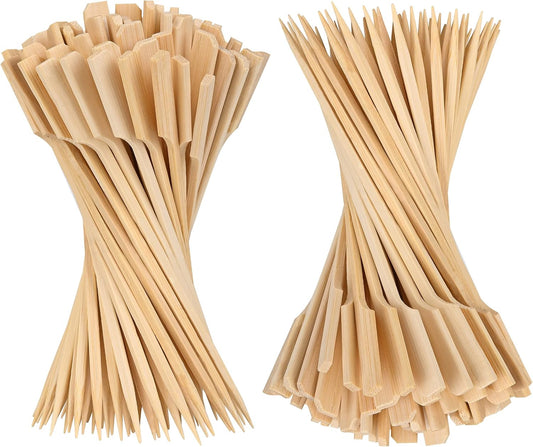 4.7 Inch Bamboo Skewers, 300 PCS Bamboo Paddle Wood Picks, Toothpicks for Appetizers, Cocktail Picks for Drinks, Food Picks, BBQ, Sandwich, Barbecue Snacks.