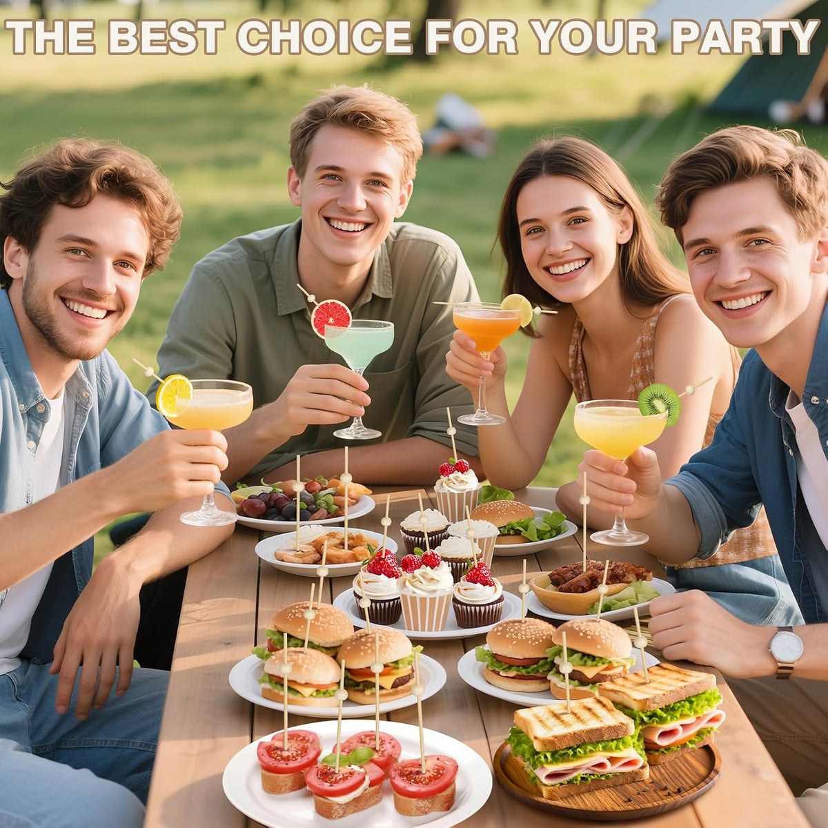 1000PCS Cocktail Picks, Natural Wooden Ball Fancy Toothpicks for Appetizers