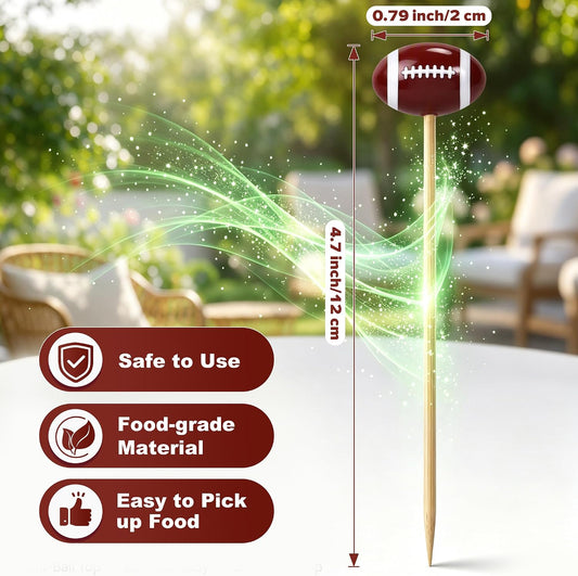 50 Pcs 3D Football Toothpicks 4.7 Inch Decorative Cocktail Picks