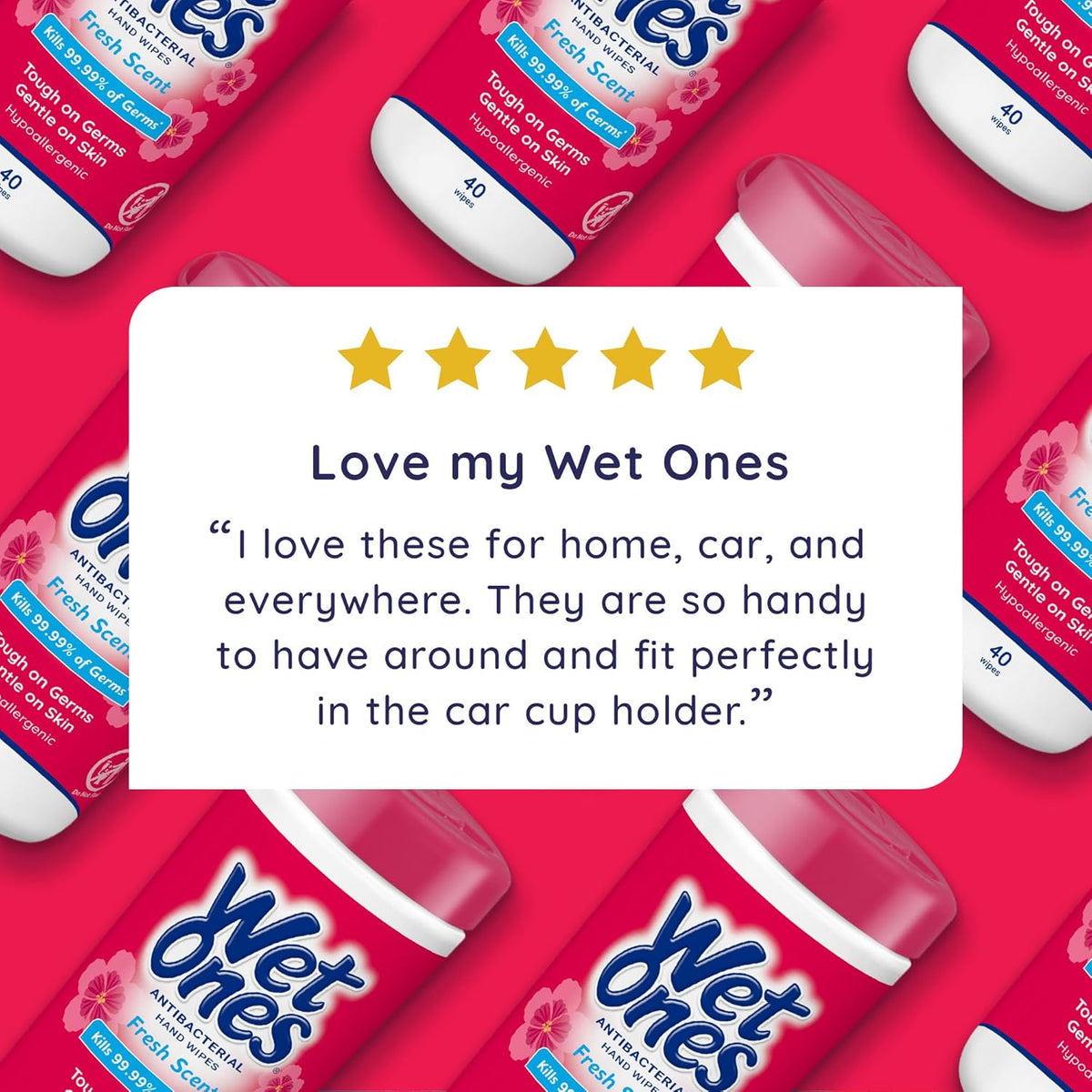 Wet Ones Antibacterial Hand Wipes, Fresh Scent, 40 ct Canister (6 Pack)