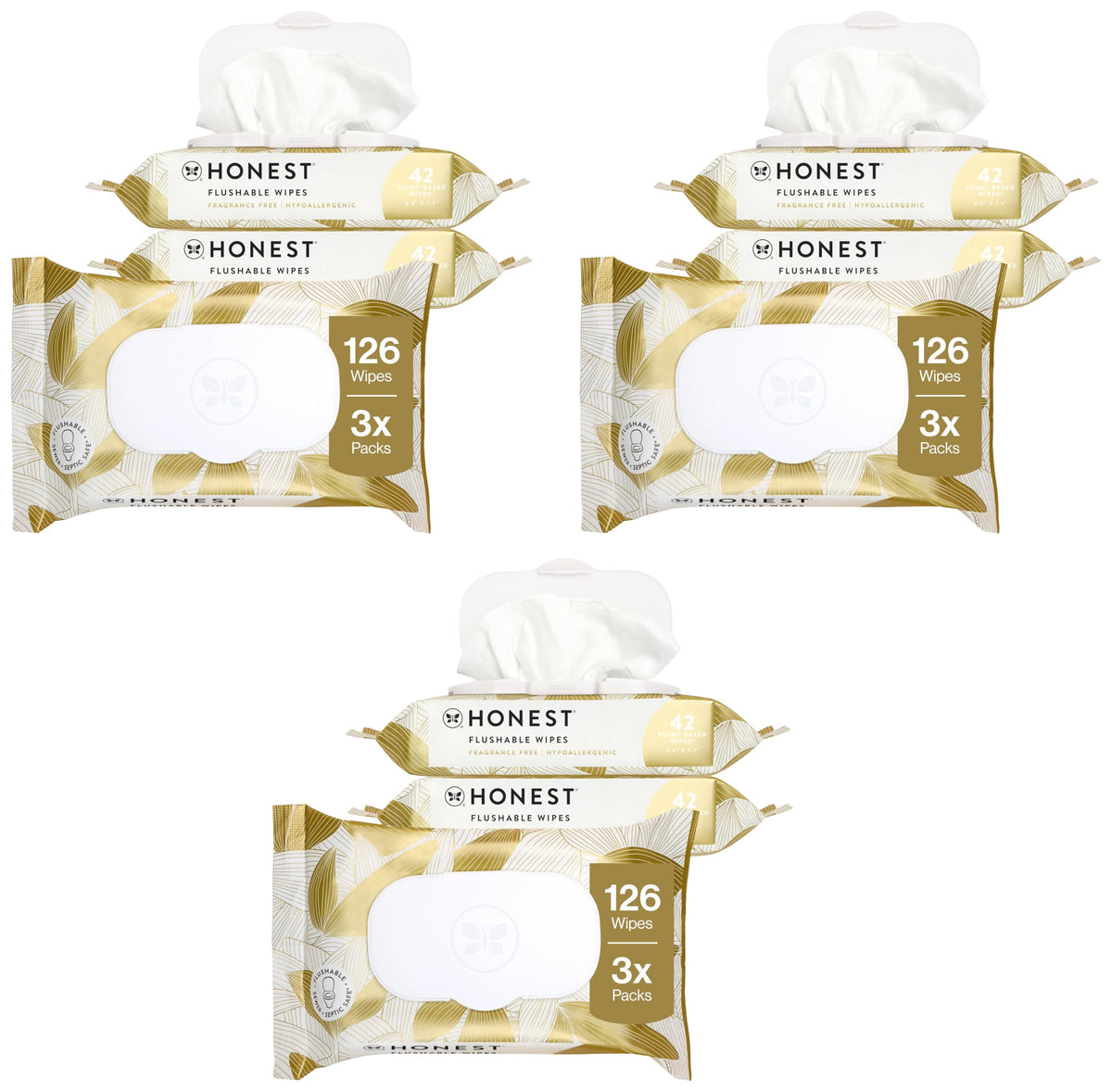 The Honest Company Flushable Wipes, Hypoallergenic, Tropical Leaves, 336ct
