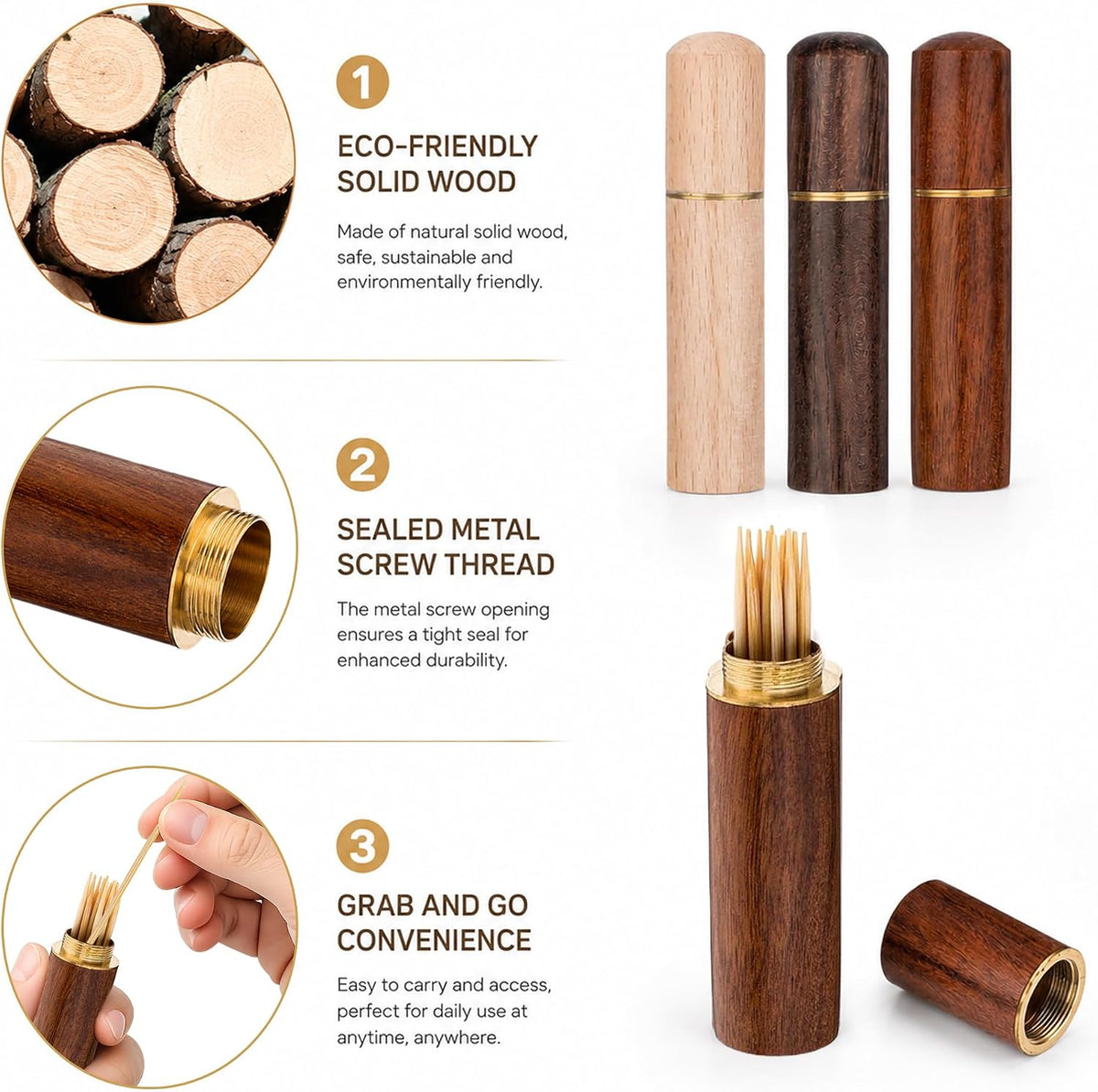 24 Pcs Wooden Toothpick Holders,Waterproof Tooth Pick Holder,Tiny Exquisite