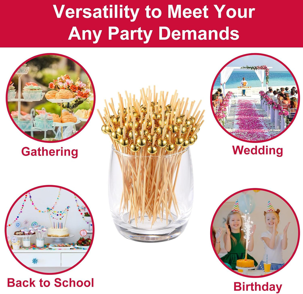 1000Pcs Cocktail Picks, Fancy Toothpicks for Appetizers Bamboo Tooth Picks