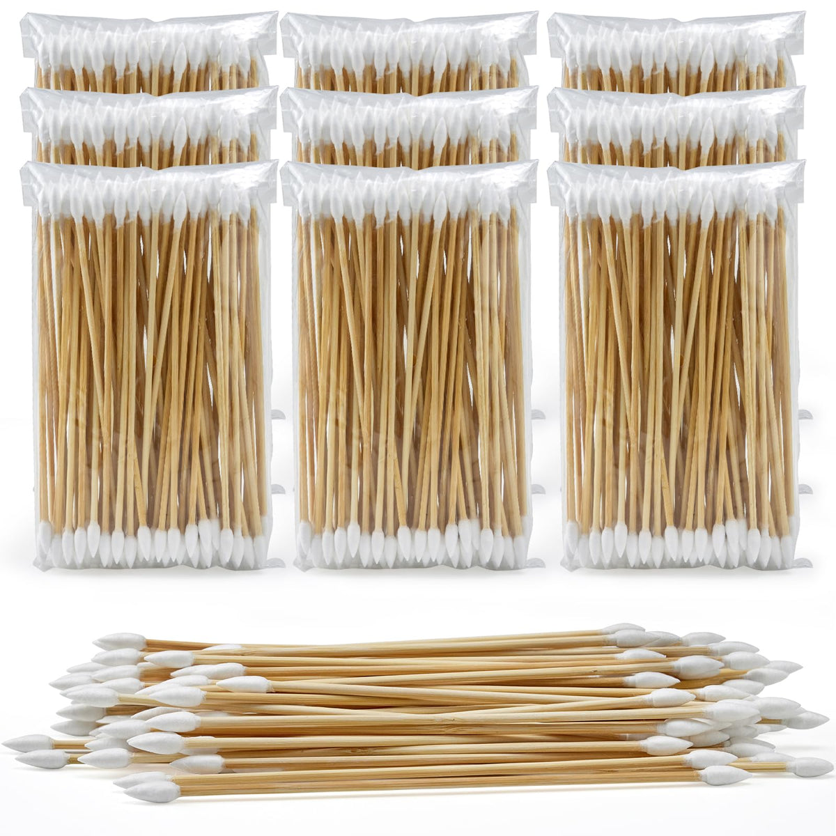 1000 Count 6 Inch Round-tip Long Cotton Swabs with Durable Stem