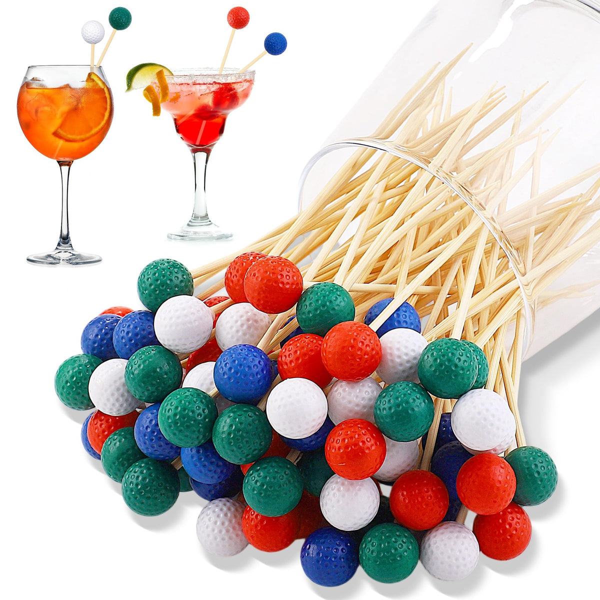 Aodaer 100 Pcs Golf Toothpicks 4.7 Inch Golf Cocktail Picks Skewers
