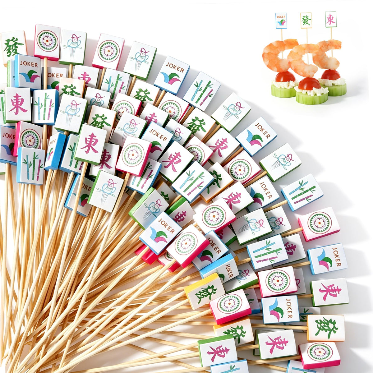Aodaer 200 Pieces Oktoberfest Wooden Cocktail Picks Appetizer Fruits Bamboo Toothpicks Decorative Cocktail Sticks with Bavarian Flag for Fruits Dessert Appetizer Party Supplies