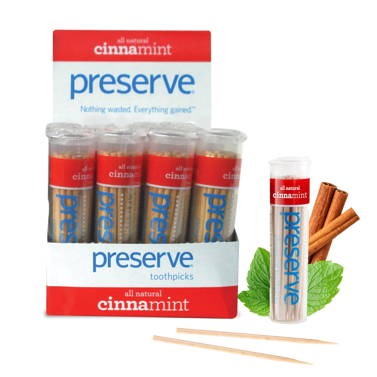 Preserve Mint Tea Tree Flavored Toothpicks, USA-Grown, 24-Pack (840 Picks)
