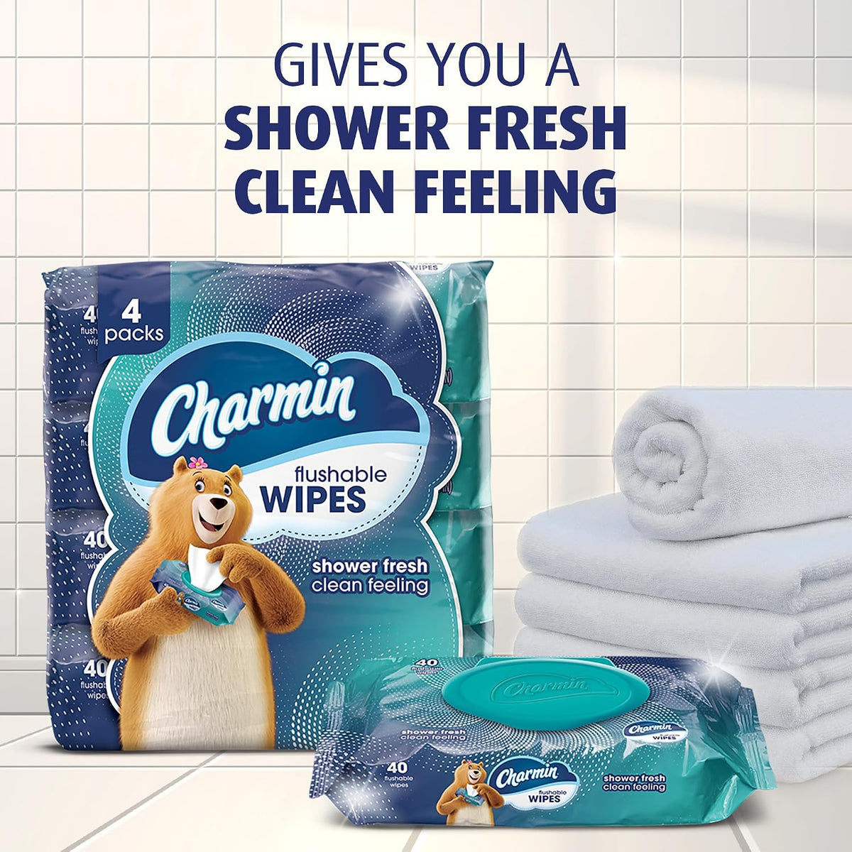 Charmin Flushable Wipes, 480 Total Wipes (12 Packs of 40)