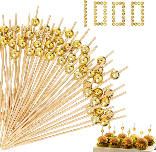 1000 Pcs Cocktail Picks Fancy Toothpicks for Appetizers 4.7'' Long