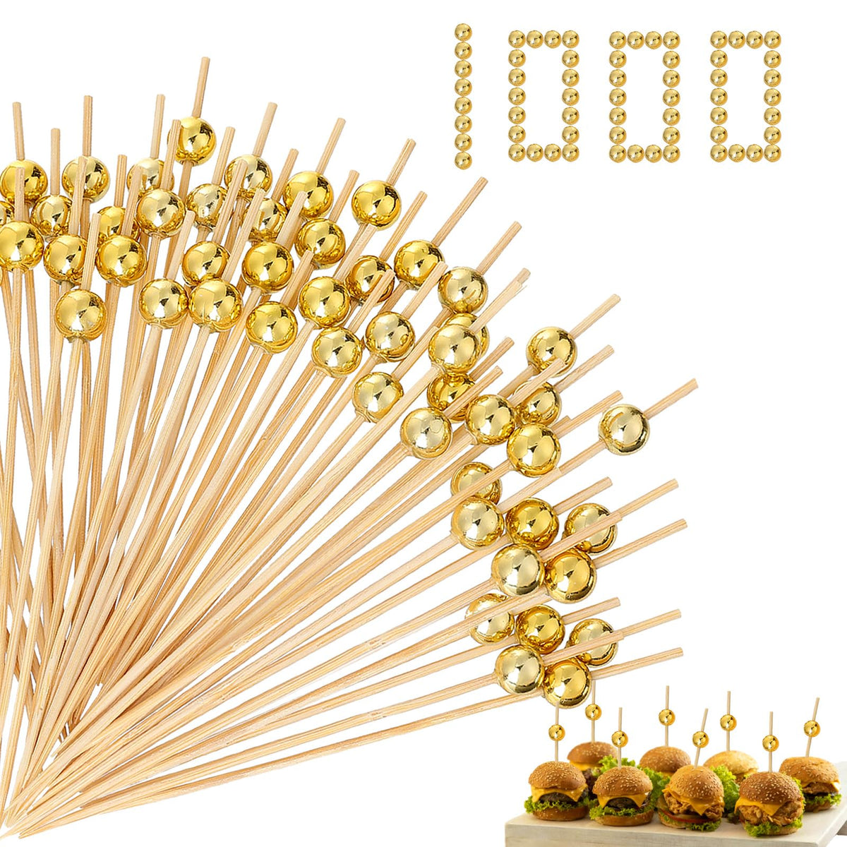 1000 Pcs Cocktail Picks Fancy Toothpicks for Appetizers 4.7'' Long