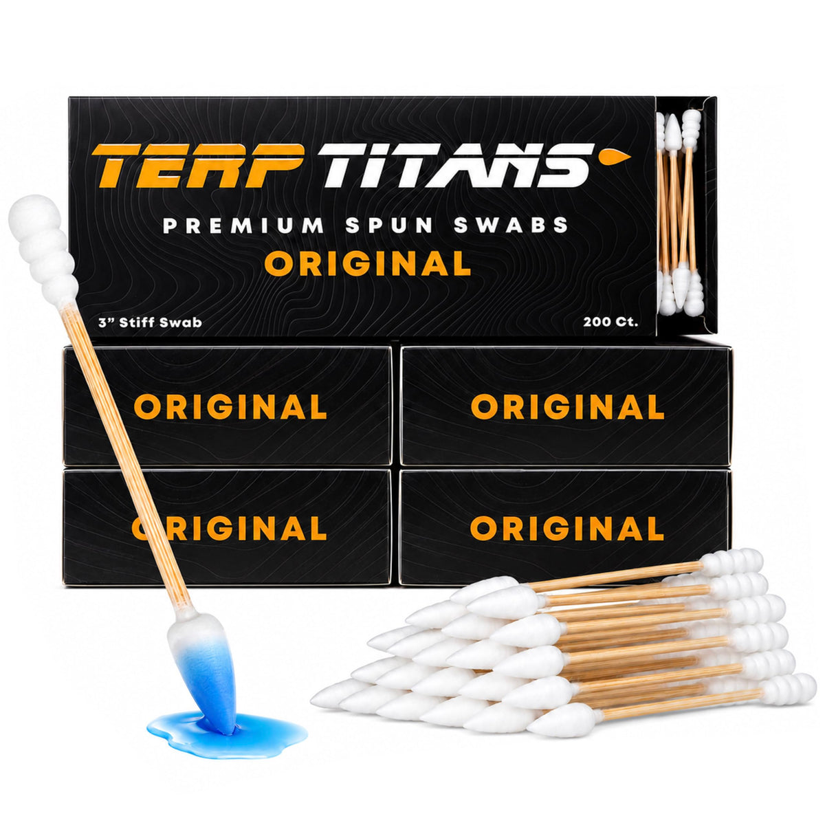 TerpTitans Original – Bamboo Cotton Swabs | Dual-Tip: Spiral for Maximum Absorption & Fine Point for Pinpoint Precision | Extra Strong, Lint-Free | 200ct Box
