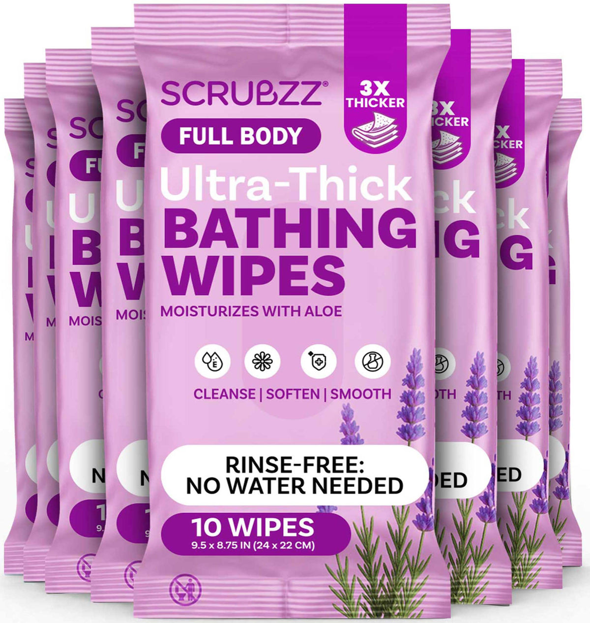 Extra Large Body Wipes for Adults Bathing No Rinse - 80 Ultra Thick Disposable Shower Wipes for Men, Women & Elderly - Great for Gym, Camping, Post Surgery
