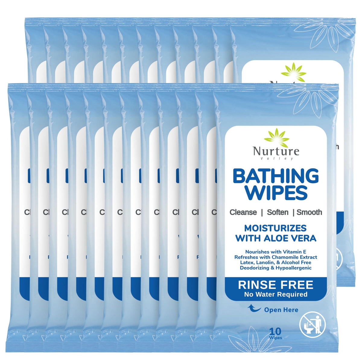 Nurture Rinse Free Bathing Disposable Adult w/Aloe Waterless Care -48 Wipes
