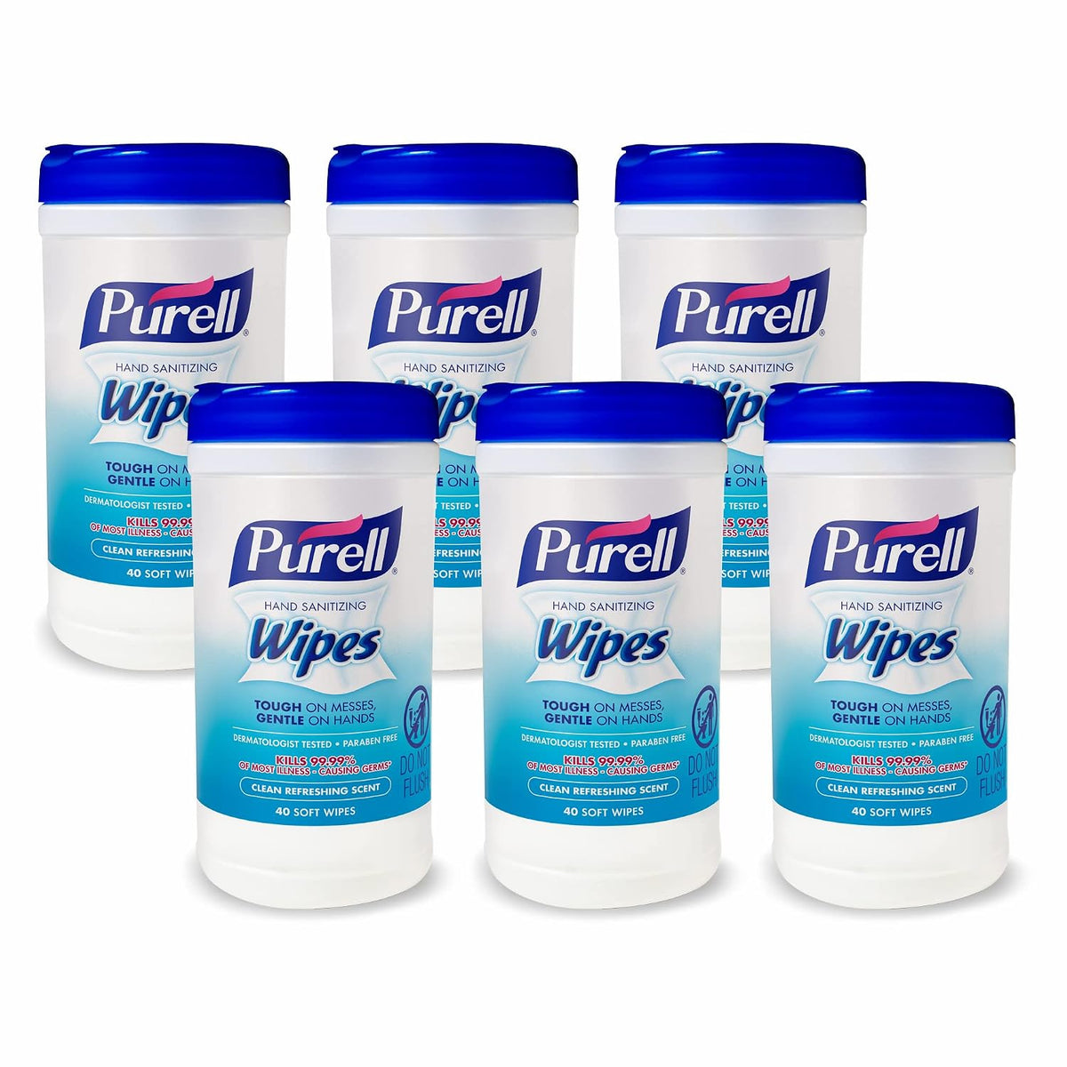 Purell Hand Sanitizing Wipes Canister, Clean Scent, 6pk x 40ct, 9120-06-CMR