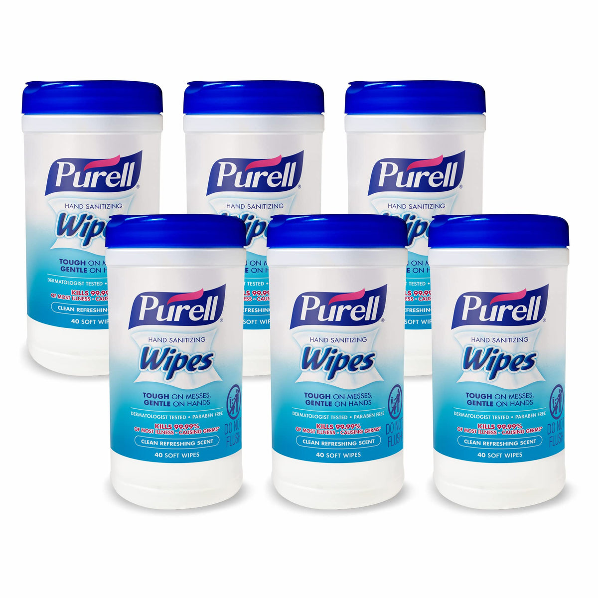 Purell Hand Sanitizing Wipes Canister, Clean Scent, 6pk x 40ct, 9120-06-CMR