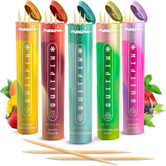 PurePix QuitPix Flavored Toothpicks, 5-Flavor Variety Pack, 100 Count