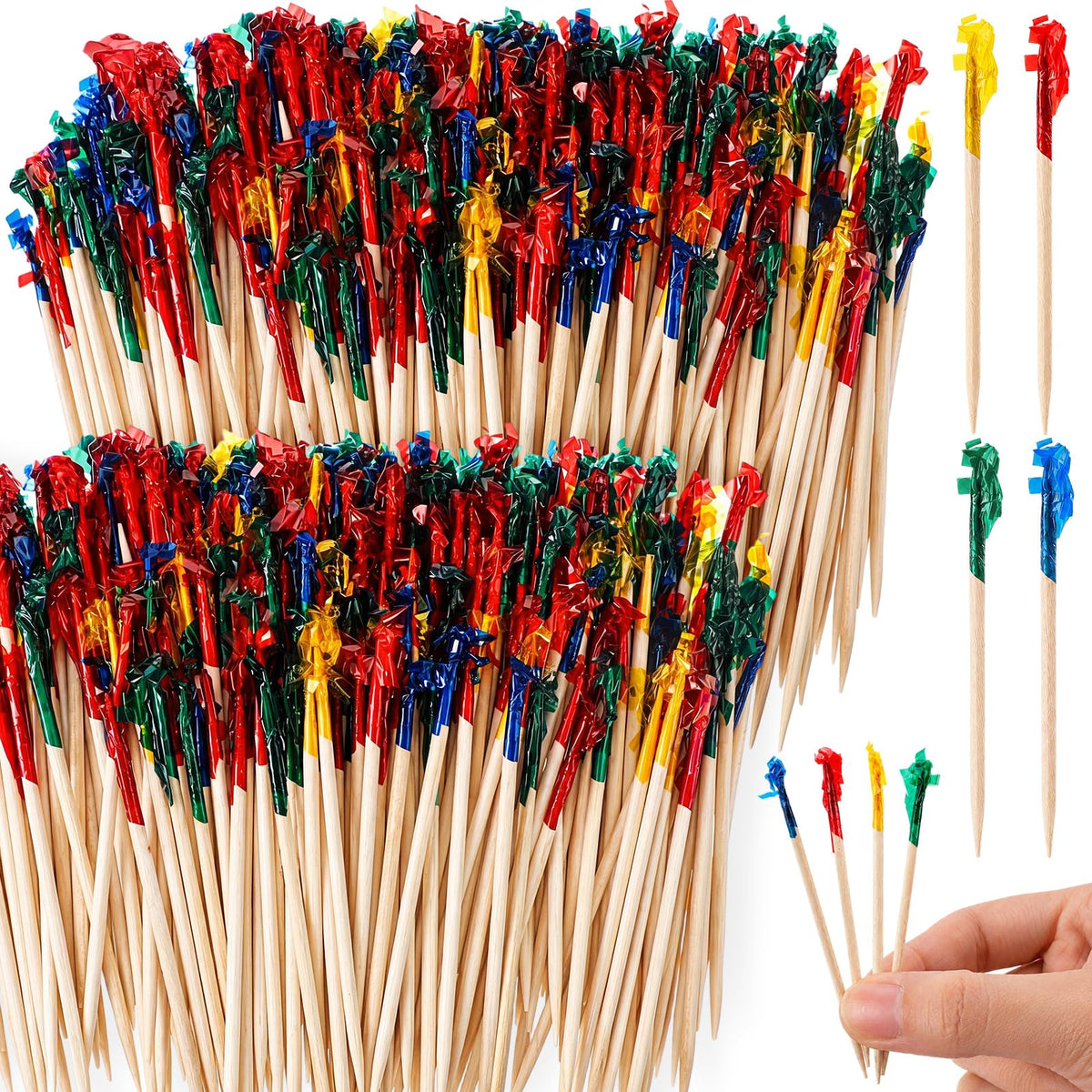Handepo 4000 Pcs Cocktail Picks Sticks Frill Toothpicks, 4 Inch