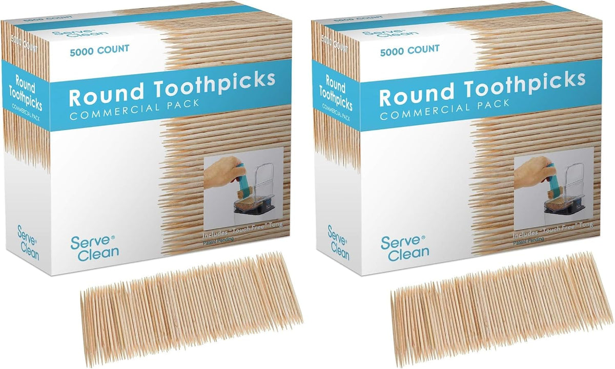 5000 Count White Birch Wood Double Point Toothpicks (NOT Bamboo)