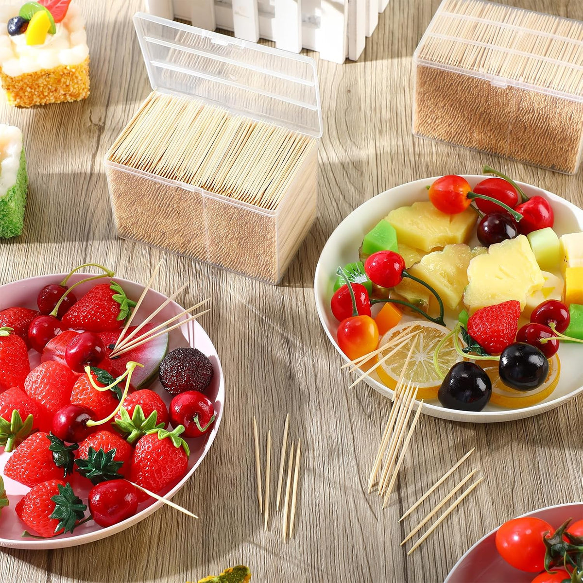 Jerify 48000 Pcs Bamboo Wooden Toothpicks Double Sided for Party Food