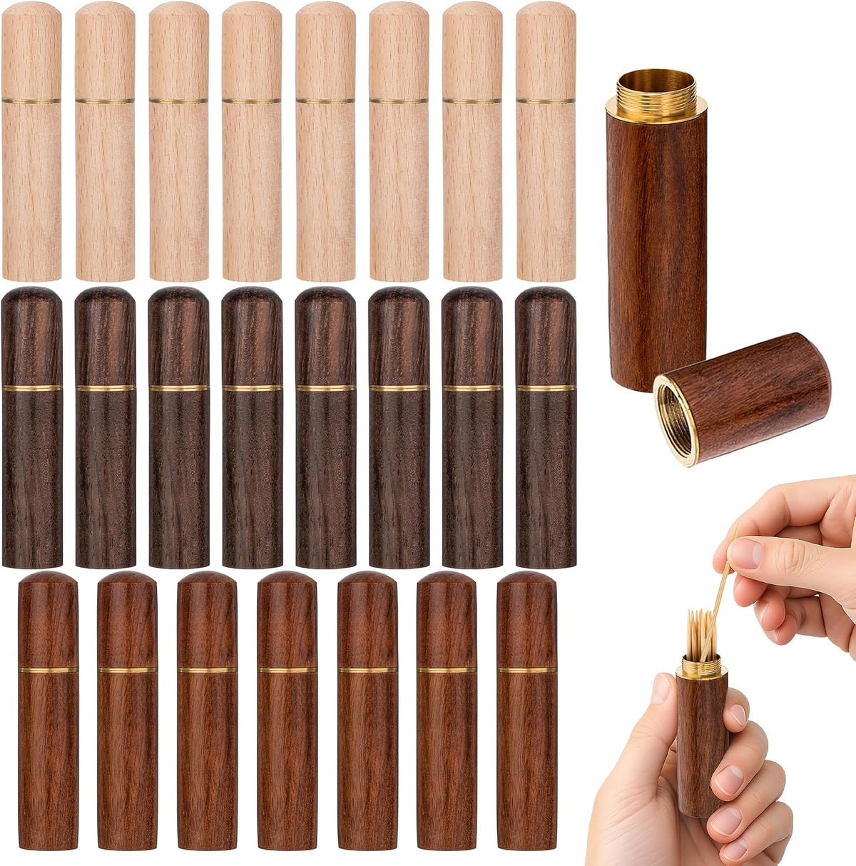 24 Pcs Wooden Toothpick Holders,Waterproof Tooth Pick Holder,Tiny Exquisite