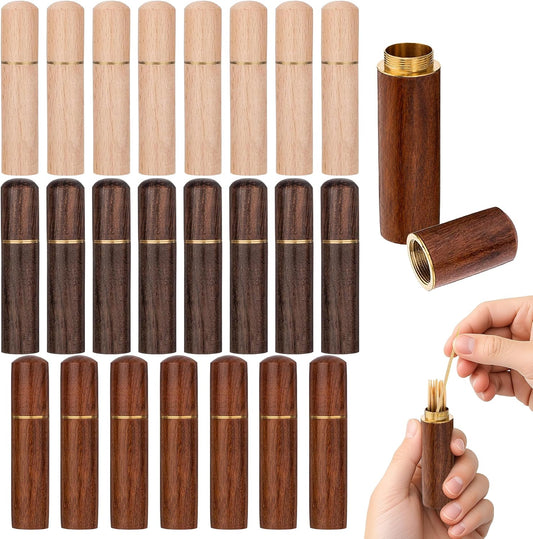 24 Pcs Wooden Toothpick Holders,Waterproof Tooth Pick Holder,Tiny Exquisite