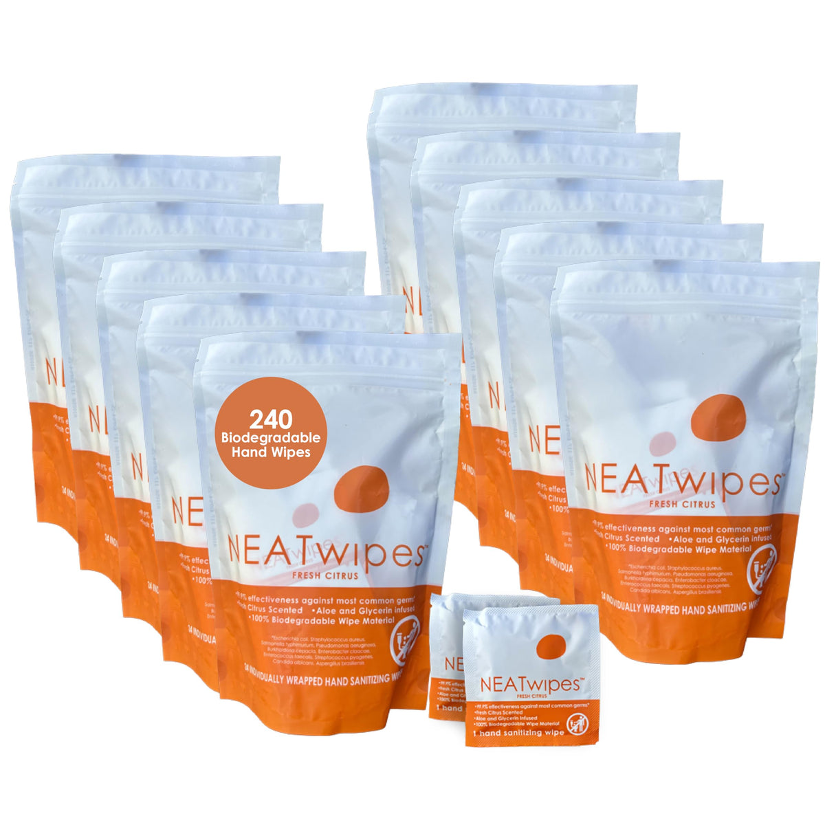NEATwipes Sanitizing Wipes for Adults, Travel Size (Lavender, 24 Wipes)