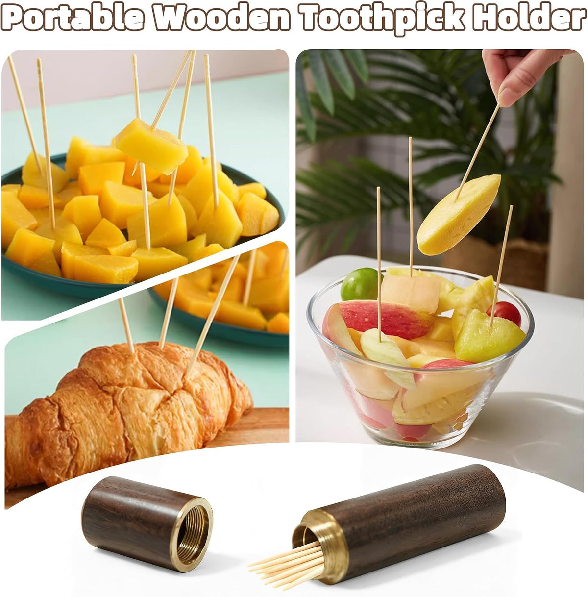 18 Pcs Wooden Toothpick Holder Portable Storage Case