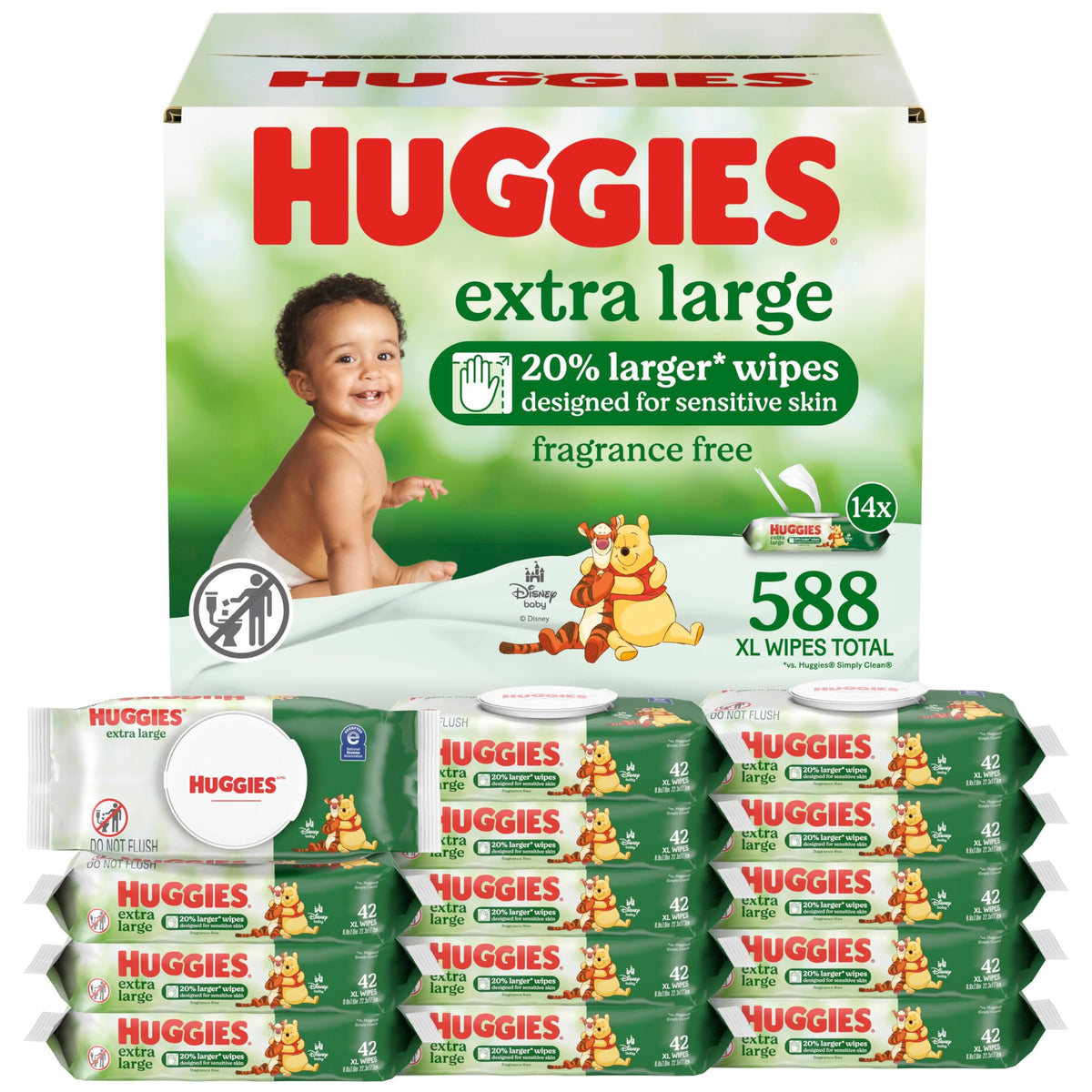 Huggies Extra Large Baby Wipes, Unscented, 21 Packs, 882 Wipes