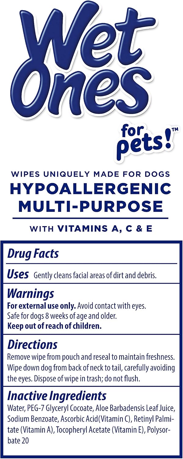 Wet Ones for Pets Hypoallergenic Dog Wipes with Vitamins, 100 Count, 3-Pk