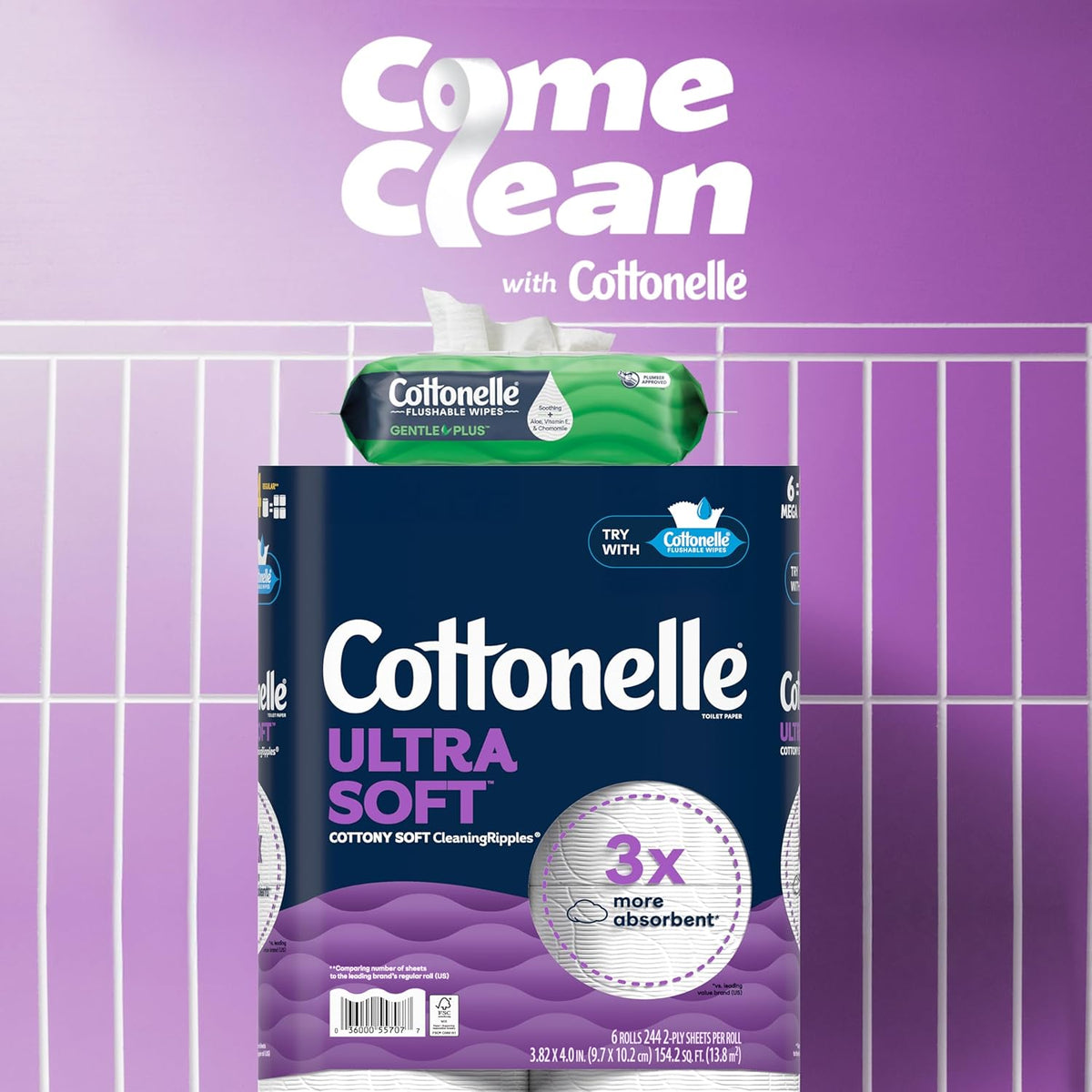 Cottonelle GentlePlus Flushable Wet with Aloe & Vitamin E, 2 Flip-Top Packs with 42 Wipes Each, 84 Total, Packaging May Vary
