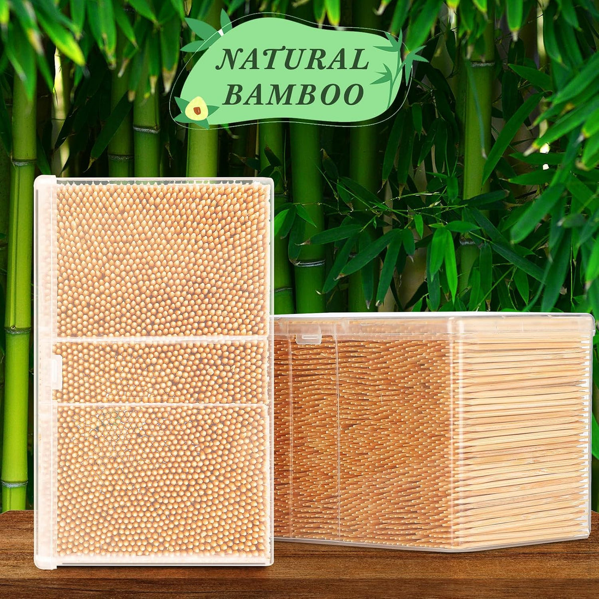 Jerify 48000 Pcs Bamboo Wooden Toothpicks Double Sided for Party Food