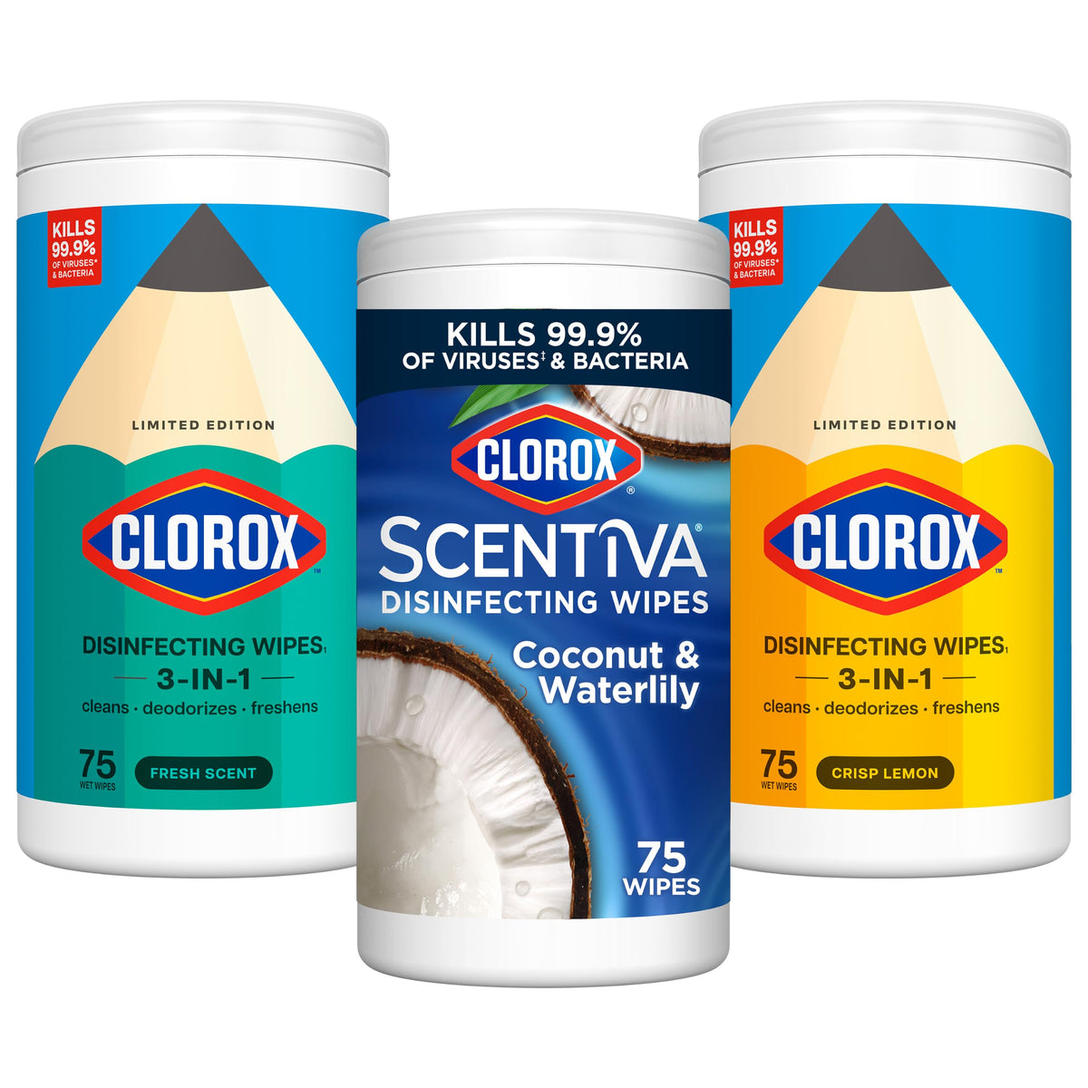 Clorox Disinfecting Wipes Cleaning Variety Pack, 75 Count, 3 Pack