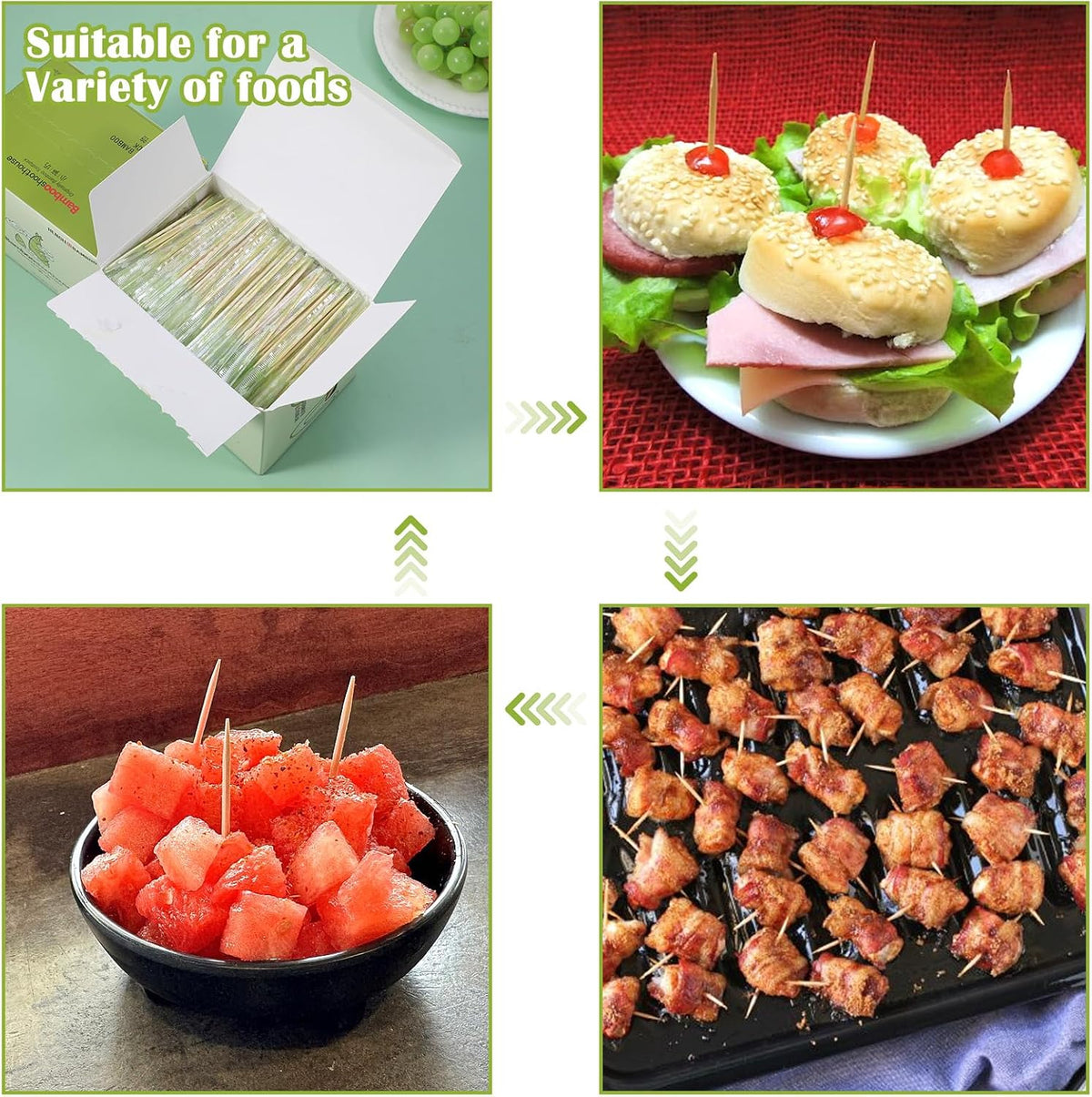 Kifmurase 8000 Pcs Bamboo Wooden toothpicks with Individually Wrapped Package 2.5 Inch Double Point Disposable Cocktail Picks for Appetizer Commercial Restaurant Food Fruit BBQ Teeth Cleaning