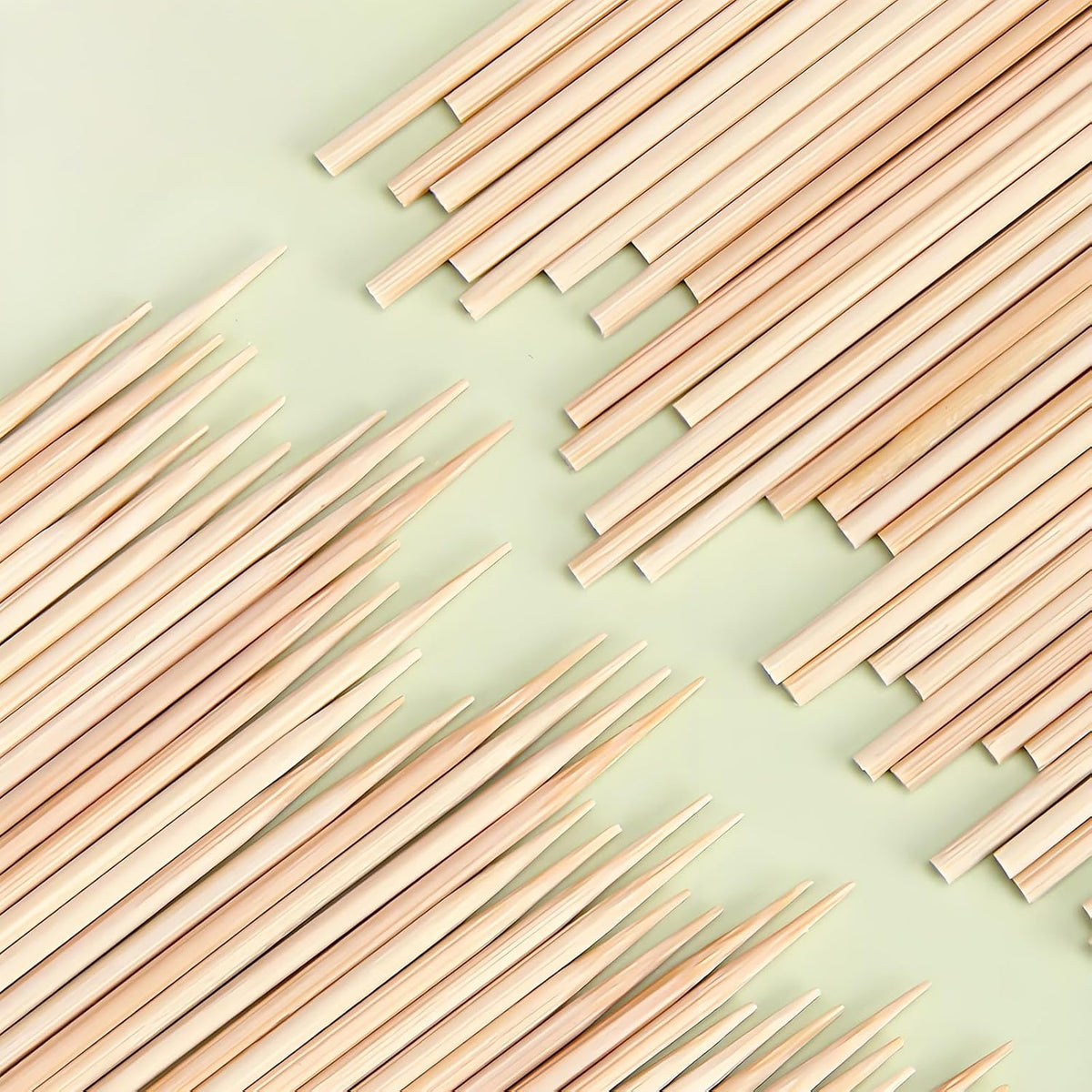 4-Inch Natural Bamboo Toothpicks & Skewers 1250-Count | Extra-Long Wooden Picks for Appetizers, Charcuterie Boards, BBQ, Cocktails, Fruit Kabobs, DIY Crafting