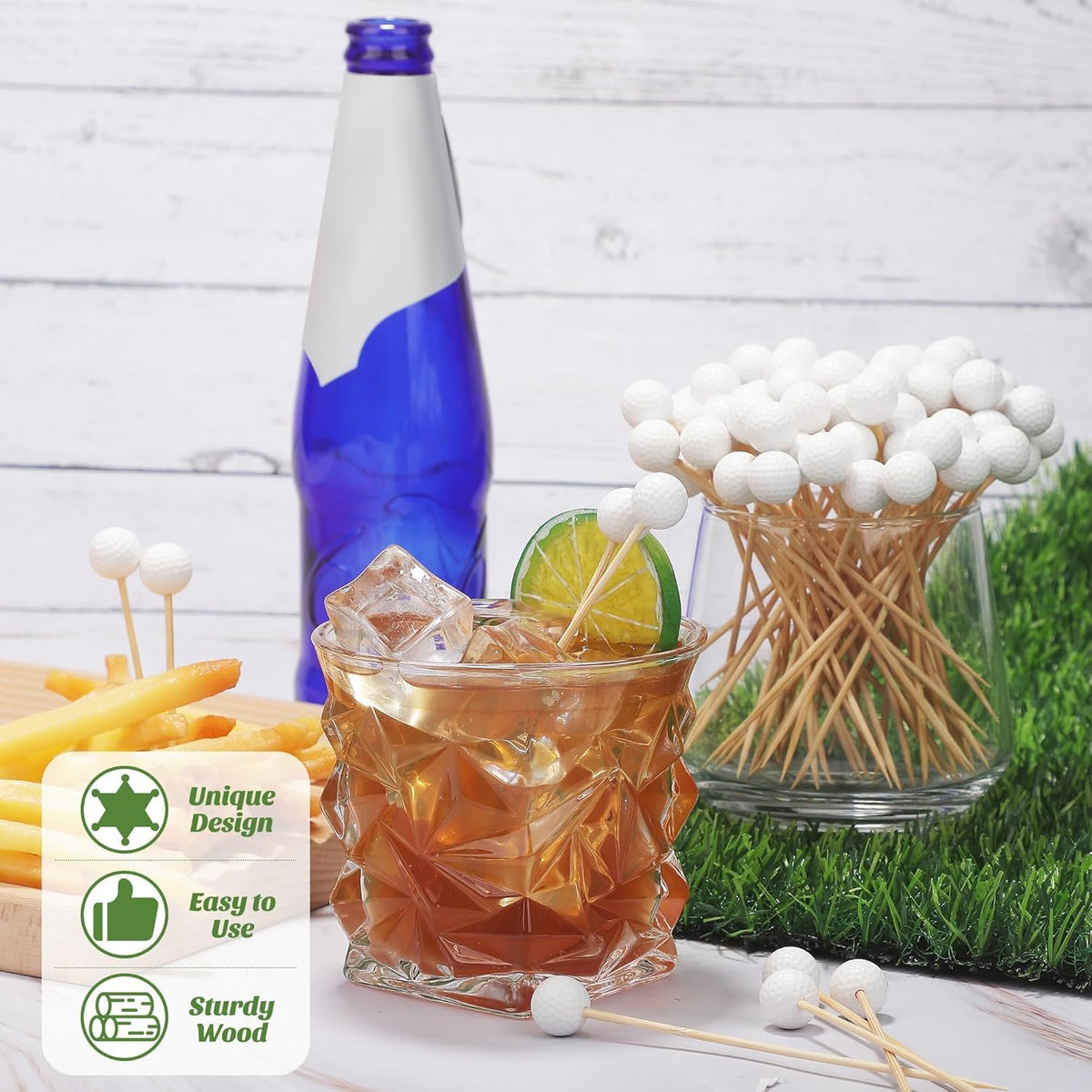 Aodaer 100 Pcs Golf Toothpicks 4.7 Inch Golf Cocktail Picks Skewers