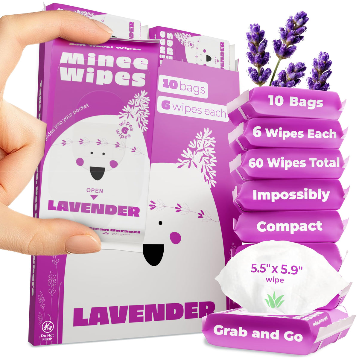 Impossibly Compact Travel Wipes - 99.5% Water - Safe for Sensitive Skin & Hypoallergenic, Resealable, Thick & Durable - For Adults & Kids - Unscented, 30 Pack Total 180 Wipes