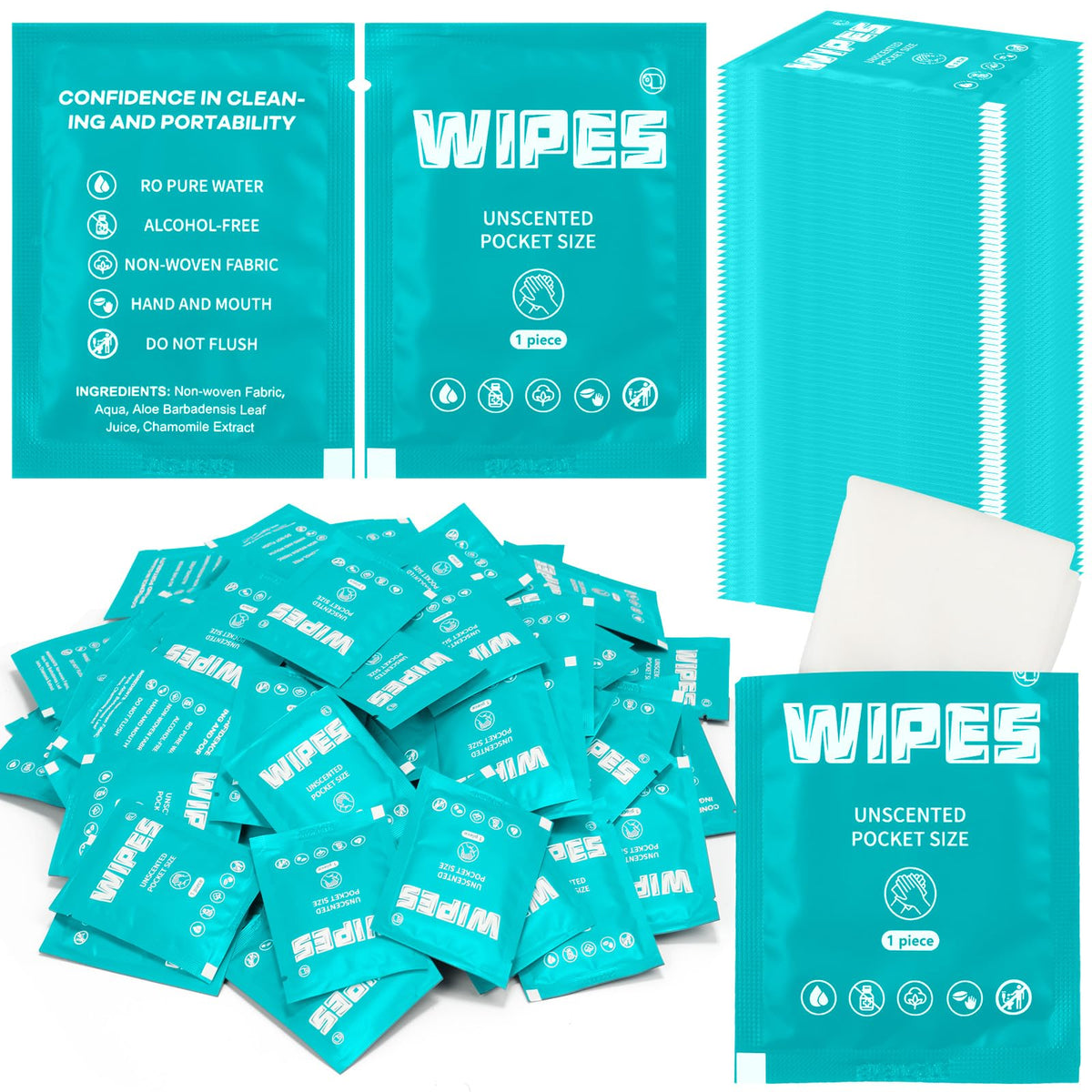 Lounsweer 500 Count Wet Wipes, Light Green